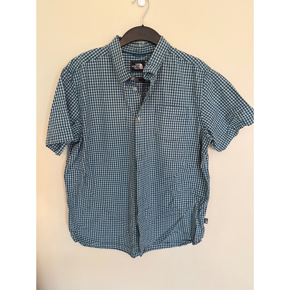 The North Face Mens Teal Gingham Short Sleeve Button Up Shirt XL A3G4C SP18